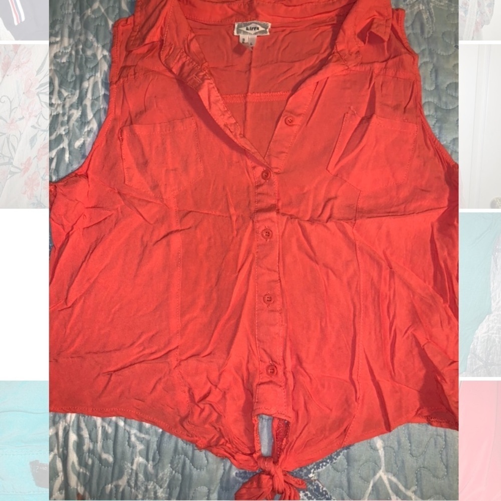 Kirra button down tie tank top pacsun pink collared shirt